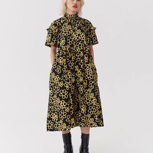 NWT Lazy oaf GEM ruffled smock dress